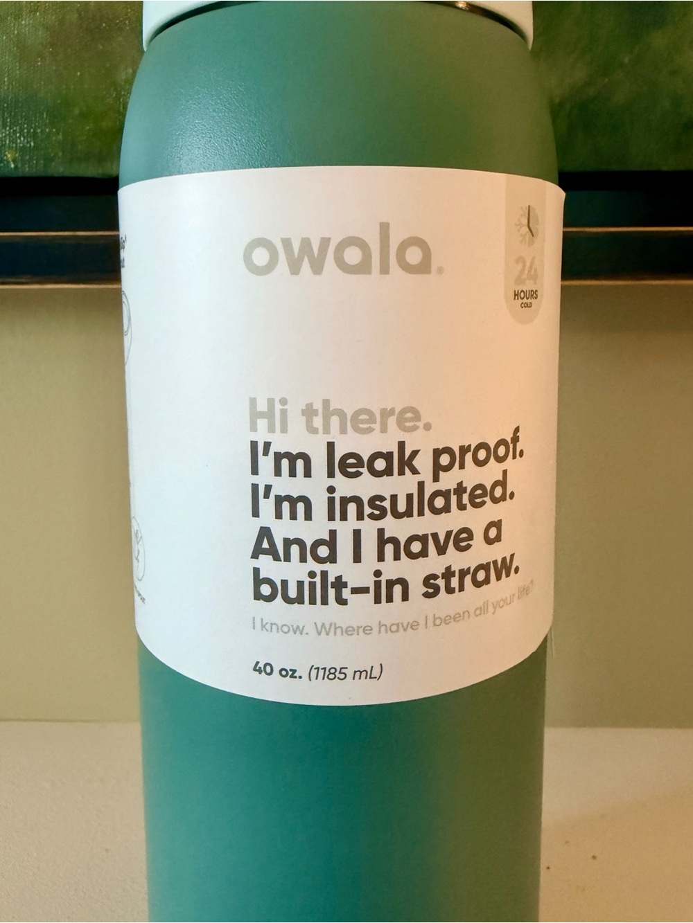 NWT owala green on green 40 oz water bottle - Picture 2 of 4
